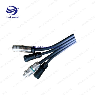 M12 Male connector and composite multi - fiber Flat cable wiring harness Custom processing