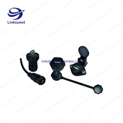 Waterproof USB 2.0 4P Injector Wiring Harness High Flex Cable Connector For Marine